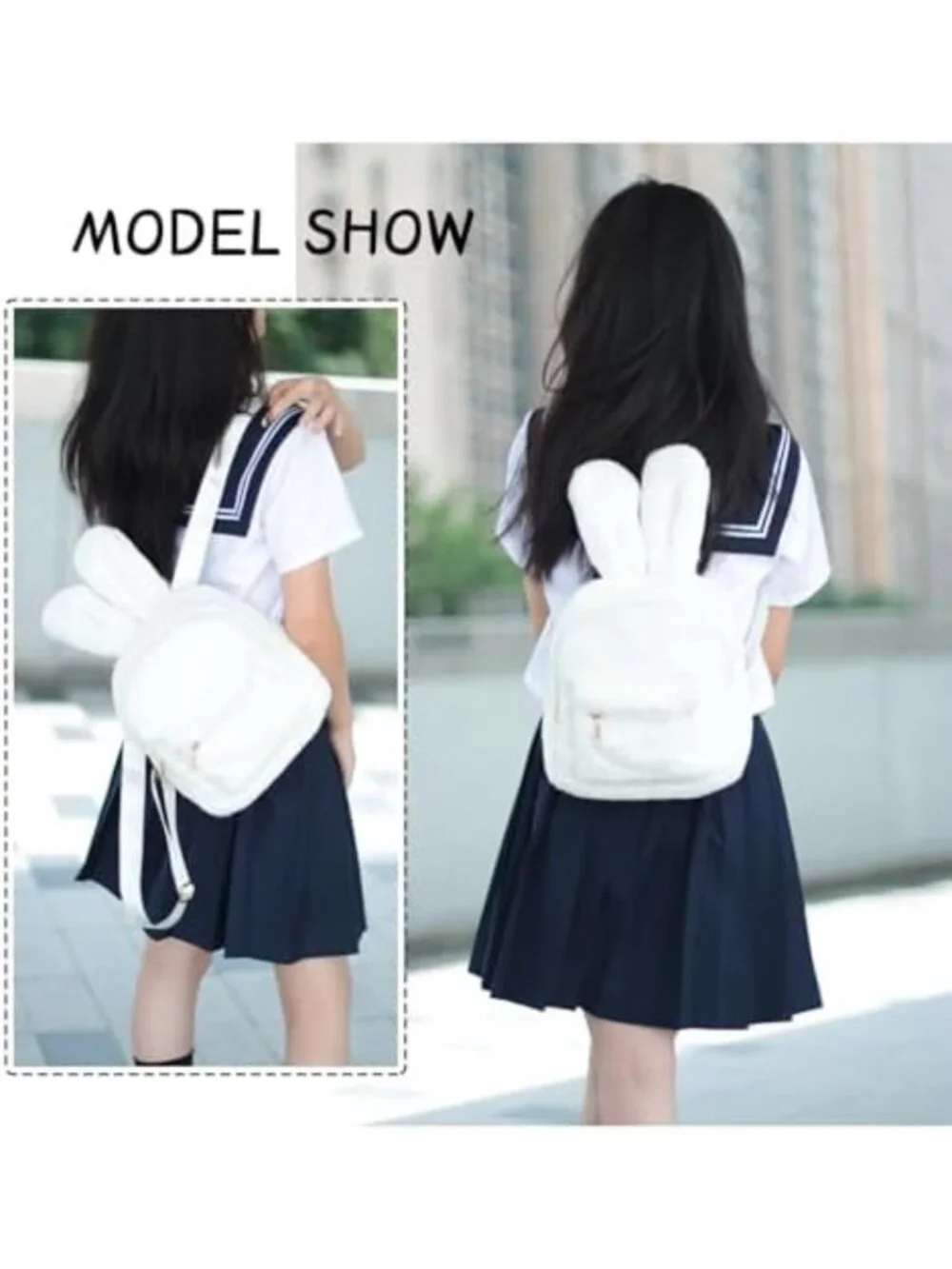 Adorable Fluffy Bunny Backpack with Rabbit Ears | Cute Women's Shoulder Bag